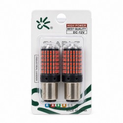Set 2 Becuri Auto LED 1157 pentru Pozitie si Frana, Rosii, 12V, Soclu BAY15D