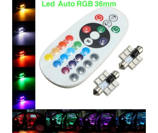 Led RGB Auto 36 mm cu Telecomanda