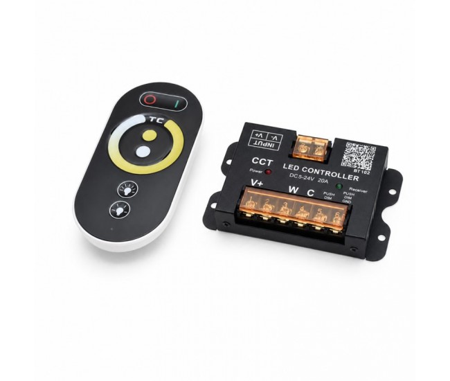 Controler LED CCT 5-24V 20A Bluetooth pentru Banda LED Alb Cald Rece BT102