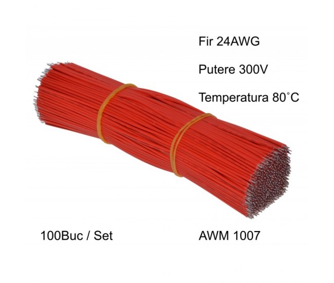Cablu 15cm Roșu 24AWG, 100Buc
