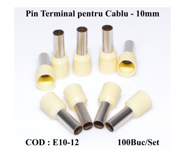 Pin Terminal de Cablu E10-12 Crem, 100Buc/Set