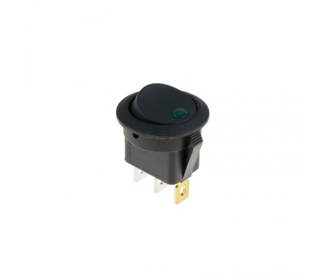 Buton 12V On-Off cu Led Verde, 22mm