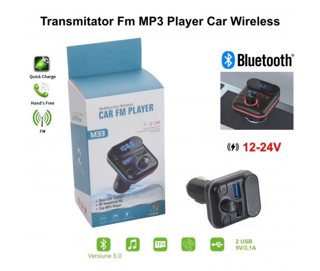 Modulator FM Auto cu Bluetooth V5.0 / M33