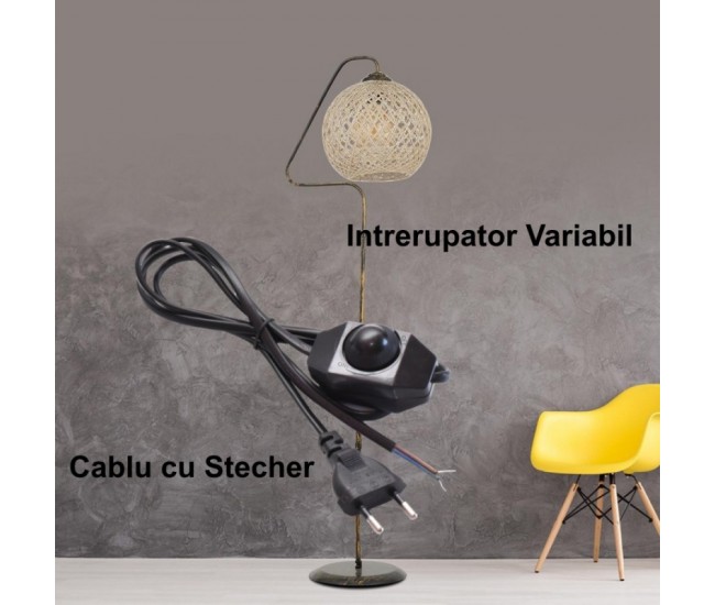 Cablu Negru cu Stecher si Variator 1,5m*2*0,5m2