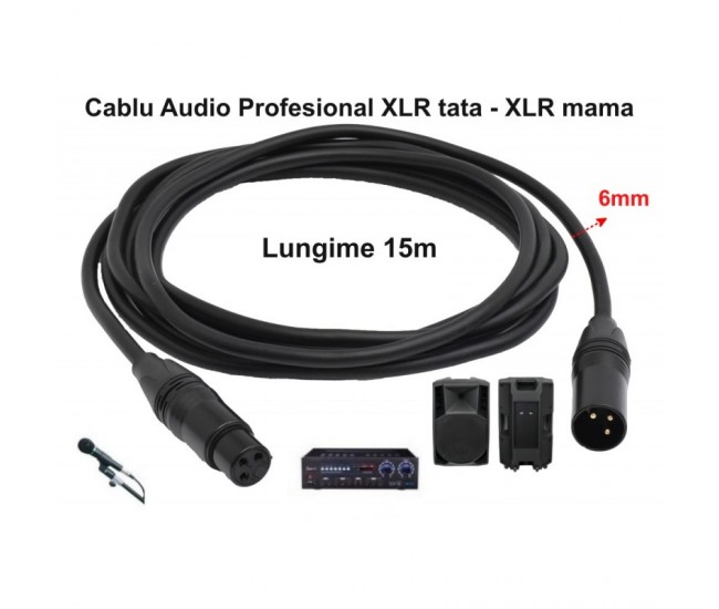 Cablu Audio XLR Tata-XLR Mama Prof - 6mm / 15m