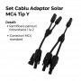 Set Cablu Adaptor Solar MC4 Tip Y, Conector Ramificare pentru Panouri Fotovoltaice, 1000V, Compatibil 4-6 mm²