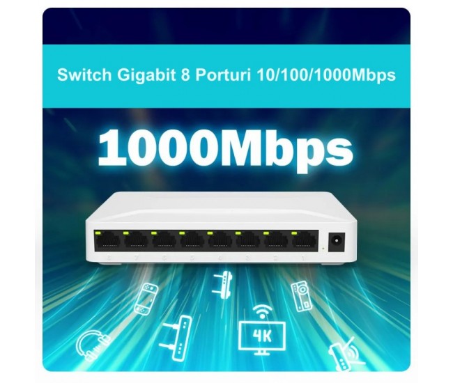 Switch Gigabit 8 Porturi 10/100/1000Mbps Pix-Link GS08