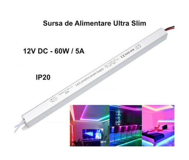 Sursa de Alimentare Ultra Slim 12V-60W / 5A