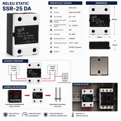Releu Static SSR-25 DA 25A 24-440V AC Control 3-32V DC DALBI