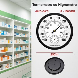 Termometru Rotund -40+50°C cu Higrometru 0-100RH - TH9250P Termometru Rotund -40+50°C cu Higrometru 0-100RH - TH9250P