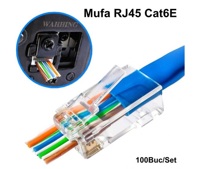 Mufa UTP Plastic CAT6E + CUT 100b/set