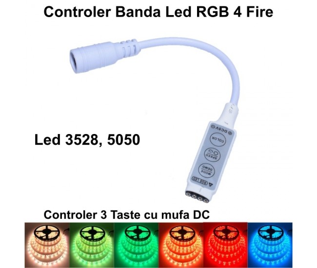 Mini Controler Led RGB cu Mufa DC
