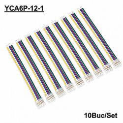 Conector Banda LED SMD RGB+CCT 12mm 6 Pini cu Cablu 10cm Set 10 Buc YCA6P-12-1 DALBI