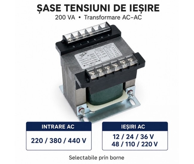 Transformator de Comanda BK-200VA 220/380/440V cu Iesiri Multiple DALBI