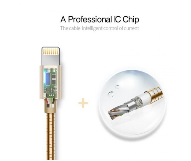Cablu USB - Iphone  Metalic, Lungime 100cm / D8-55