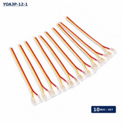 Conector Banda LED COB Monocolor 12mm 3 Pini cu Cablu 10cm Set 10 Buc YOA3P-12-1 DALBI