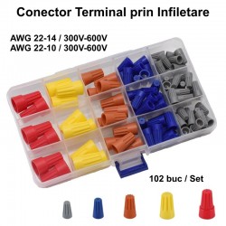 Conector Rapid Terminal prin Infiletare pentru Fire, 102buc / Set Conector Rapid Terminal prin Infiletare pentru Fire, 102buc / Set