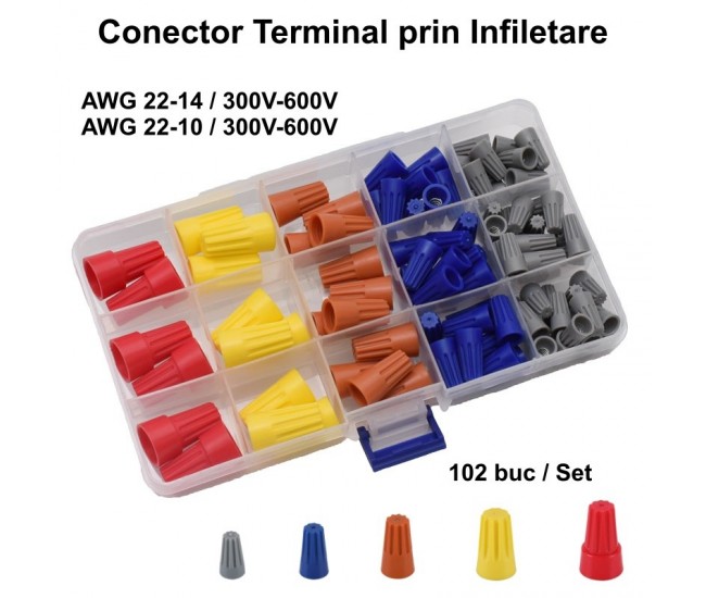 Conector Rapid Terminal prin Infiletare pentru Fire, 102buc / Set