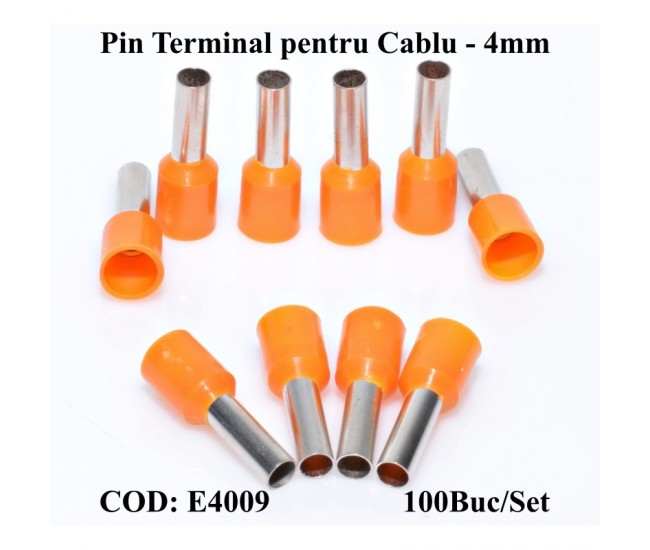 Pin Terminal de Cablu E4009 Portocaliu, 100Buc/Set