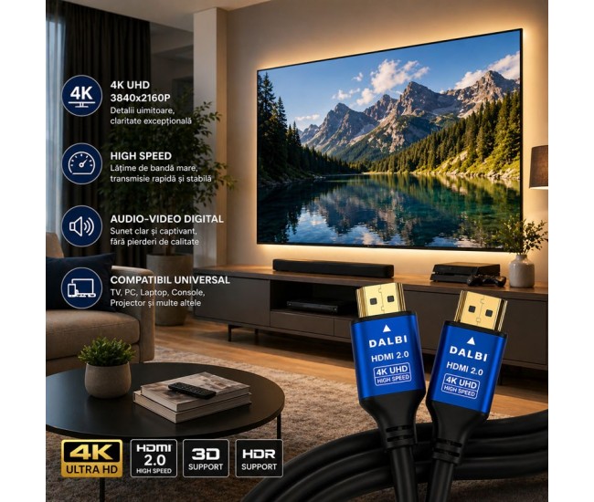Cablu HDMI 2.0 4K UHD High Speed HDTV DALBI 3m