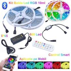 Kit Banda Led 5050 RGB IP65 / 10m cu Bluetooth + Telecomanda Kit Banda Led 5050 RGB IP65 / 10m cu Bluetooth + Telecomanda