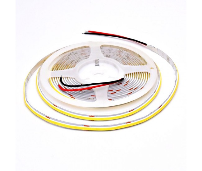 Banda Cob Led 24V - 8MM / 320led/ml - 11W/ml, Lumina Alb-Rece 6500K - 1200lm - Interior IP20 - 5m/rol