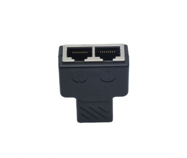Adaptor Spliter RJ45 UTP mama - 2 mama Negru CAT5/6 - spliter retea Ethernet