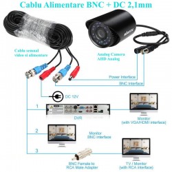 Cablu Camere BNC + Alimentare DC 2,1mm/10m Cablu Camere BNC + Alimentare DC 2,1mm/10m