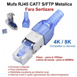 Mufa RJ45 CAT 7 - S/FTP Metalica Albastru / Fara Sertizare
