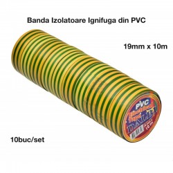 Banda Izolier Galben-Verde 19mm x 10m - Set/10buc Banda Izolier Galben-Verde 19mm x 10m - Set/10buc