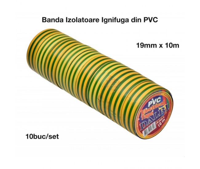 Banda Izolier Galben-Verde 19mm x 10m - Set/10buc