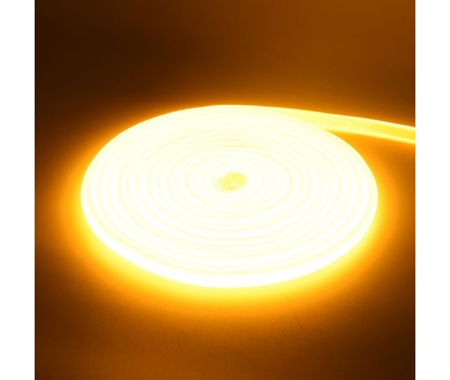 Banda Led Cob Galben Auriu Neon Flex - 288led/m - IP65 / 220V - 10W/ml / Rola 5ml