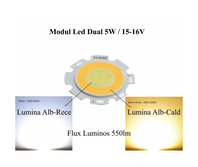 Led Cob 28mm - 5W, Lumina Cald/Rece