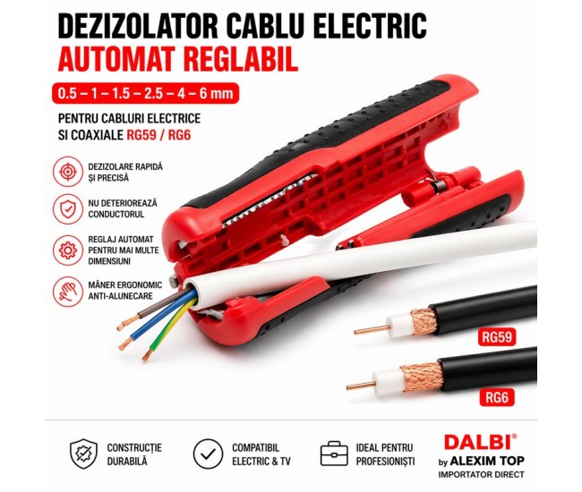 Dezizolator Cablu Electric Multifunctional Reglabil 0.5–6mm + RG59 RG6 Profesional DALBI