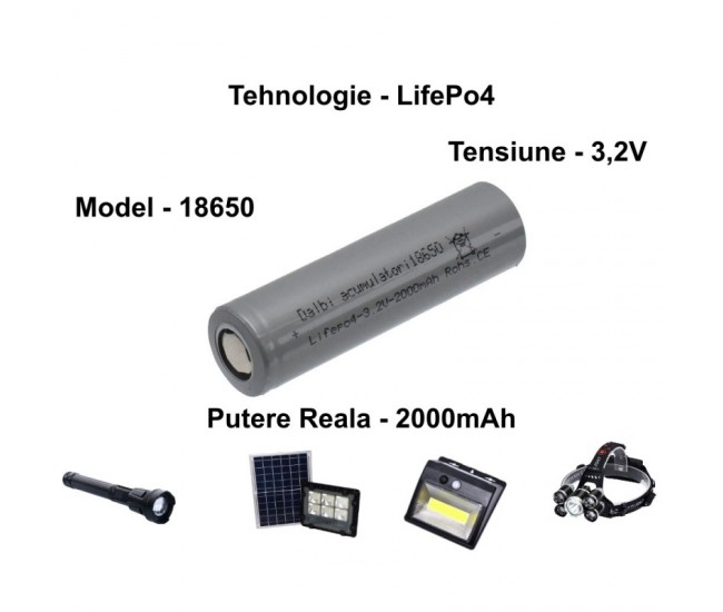 Acumulator LifePo4 - 18650 / 3,2V-2000mAh