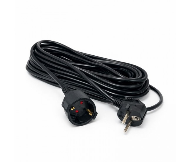 Prelungitor negru 3x1,5mm², lungime 10m, cu stecher si cupla cauciucata, 250V AC 10A, 2500W
