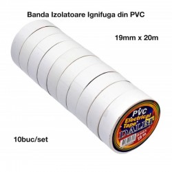 Banda Izolier Alba 19mm x 20m - Set/10buc Banda Izolier Alba 19mm x 20m - Set/10buc