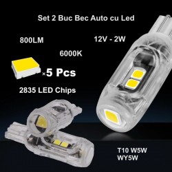 Bec Led Auto T10 de Pozitie - 2 bec/set Bec Led Auto T10 de Pozitie - 2 bec/set