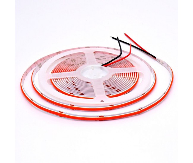Banda Cob Led 24V - 8MM / 320led/ml - 11W/ml, Rosu - Interior IP20 - 5m/rol