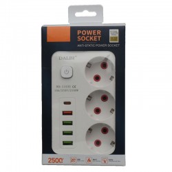 Prelungitor Multifunctional 3 prize - 2m cu 4 x USB 2,1A - PD si Intrerupator Prelungitor Multifunctional 3 prize - 2m cu 4 x USB 2,1A - PD si Intrerupator