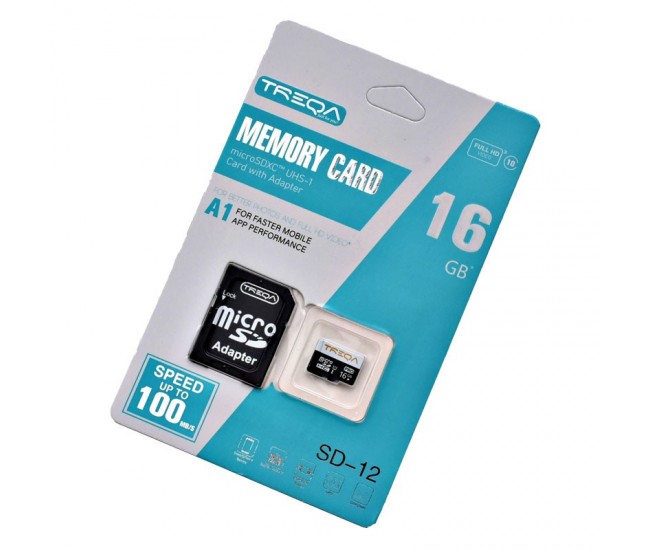 Card Micro SDXC 16GB, Memorie PRO Full HD Video, Performanta UHS A1, SPEED UP TO 100MB/S