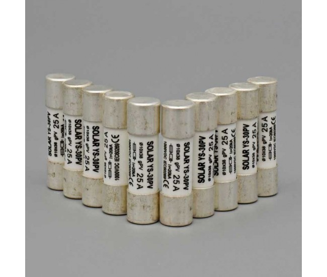 Siguranta Fuzibila Fotovoltaica 25A / 1000V DC - Ø10x38mm - 10Buc/Set