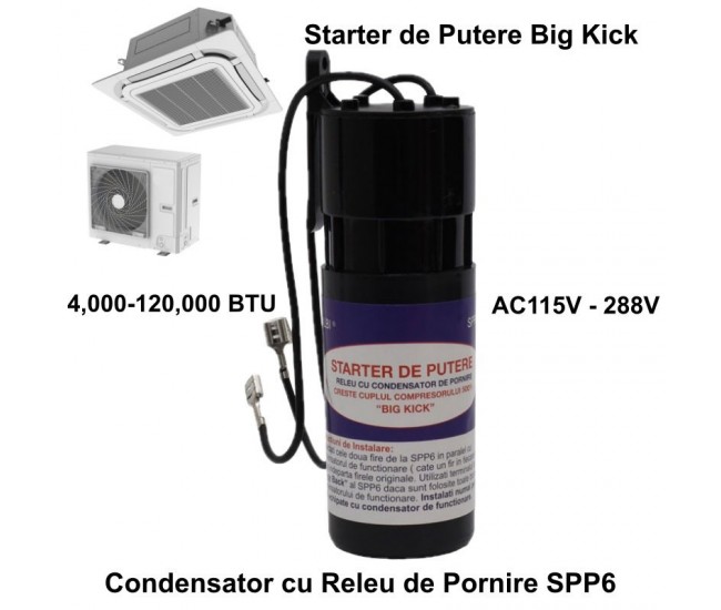 Condensator cu Releu de Pornire, Starter de Aer Conditionat AC-SPP6 / 4000-120000BTU