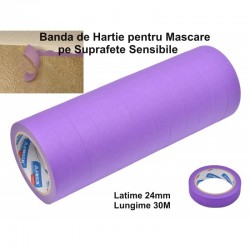 Banda de Hartie pentru Mascare 24mm*30M  Mov / 12Buc/Set Banda de Hartie pentru Mascare 24mm*30M  Mov / 12Buc/Set