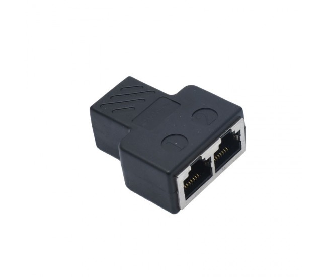 Adaptor Spliter RJ45 UTP mama - 2 mama Negru CAT5/6 - spliter retea Ethernet