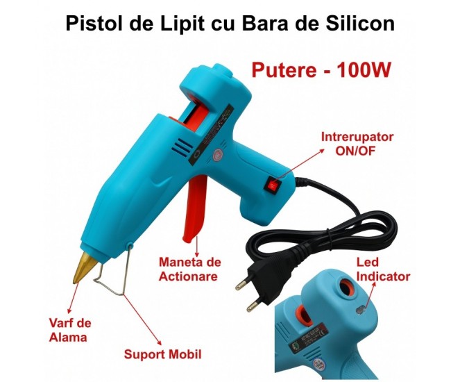 Pistol de Lipit 100W cu Bara Silicon 11mm / HJ029