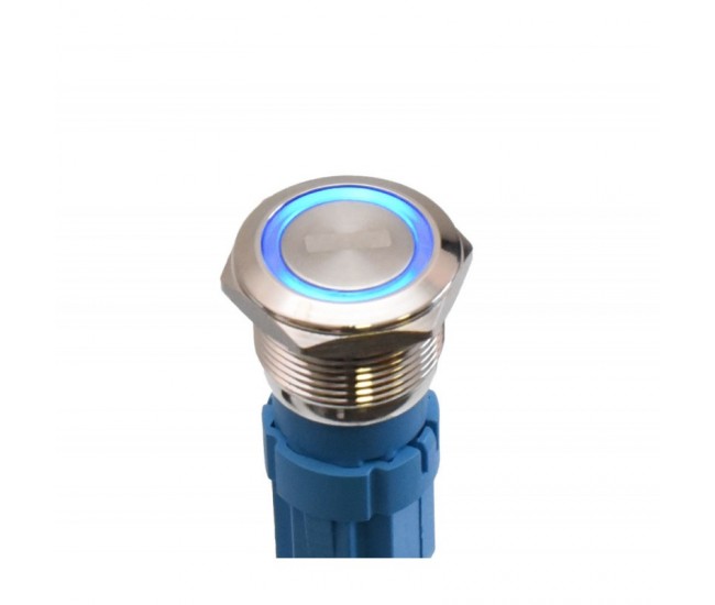 Push Buton 5-24V / 19mm, Minus (-) Led Albastru