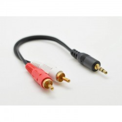 Cablu Audio Jack 3,5mm Tata-2 Rca Tata/15cm Cablu Audio Jack 3,5mm Tata-2 Rca Tata/15cm