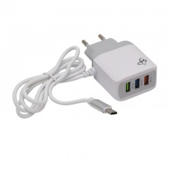 Incarcator Fast Tip C - Max 3,1A cu 3 x Usb 3.1 - Usb Q - Usb Fast Incarcator Fast Tip C - Max 3,1A cu 3 x Usb 3.1 - Usb Q - Usb Fast