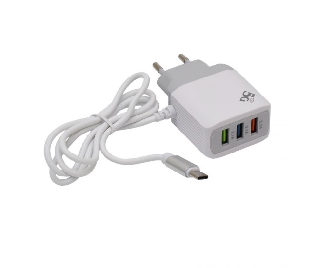 Incarcator Fast Tip C - Max 3,1A cu 3 x Usb 3.1 - Usb Q - Usb Fast